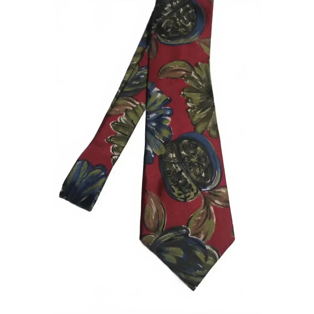 Vintage STUART HUGHES Silk Necktie, Maroon-Blue-Green, 4 X 56 Inches